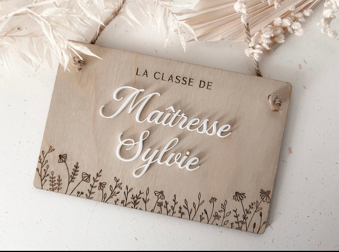 Pancarte de classe en bois personnalisée Ô cadeau unique