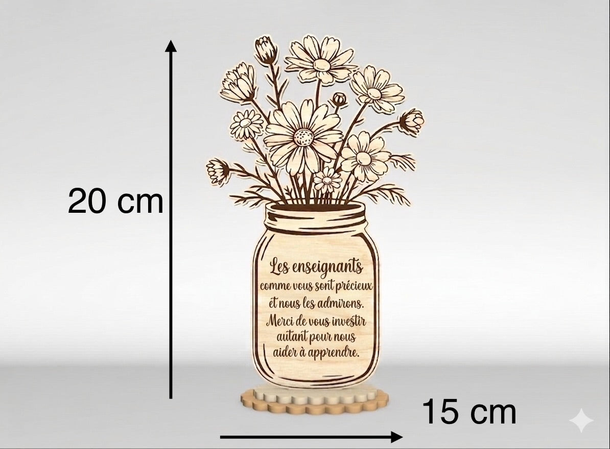 Vase en bois personnalisé avec message gravé Ô cadeau unique