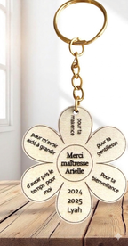🪵 Porte-clés  fleur en bois personnalisé – cadeau de fin d’année Ô cadeau unique