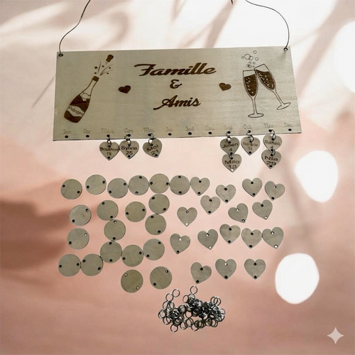 Calendrier d’Anniversaires en Bois Personnalisé 🎂❤️ Ô cadeau unique