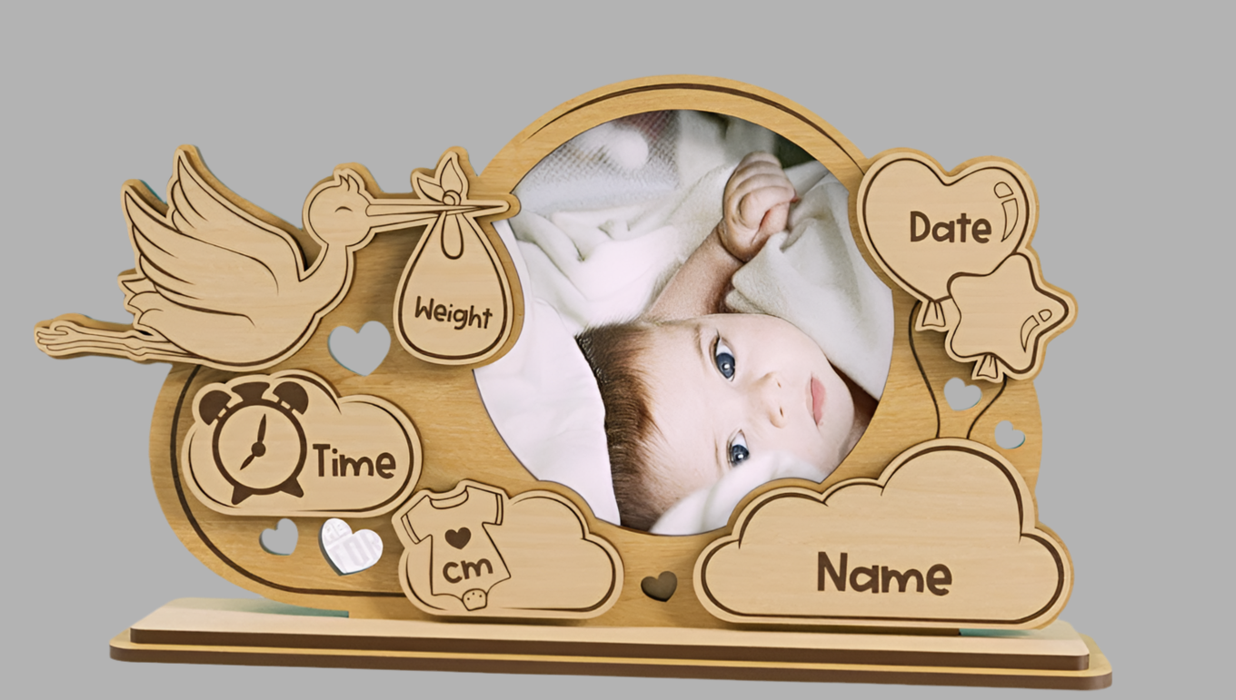 Cadre photo pour Bébé Personnalisé – Souvenir Unique de Naissance