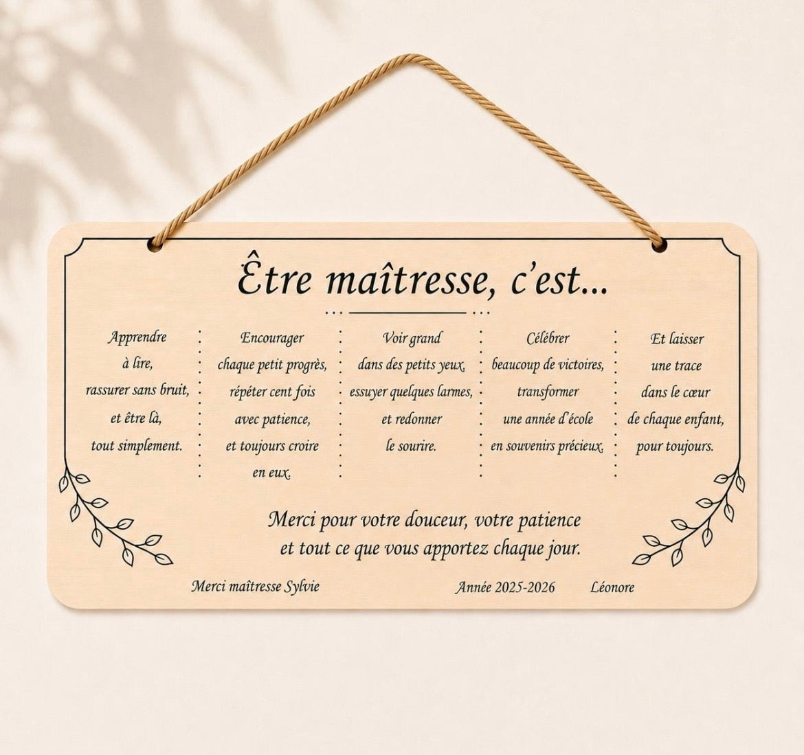Pancarte personnalisée avec mots doux en bois Ô cadeau unique