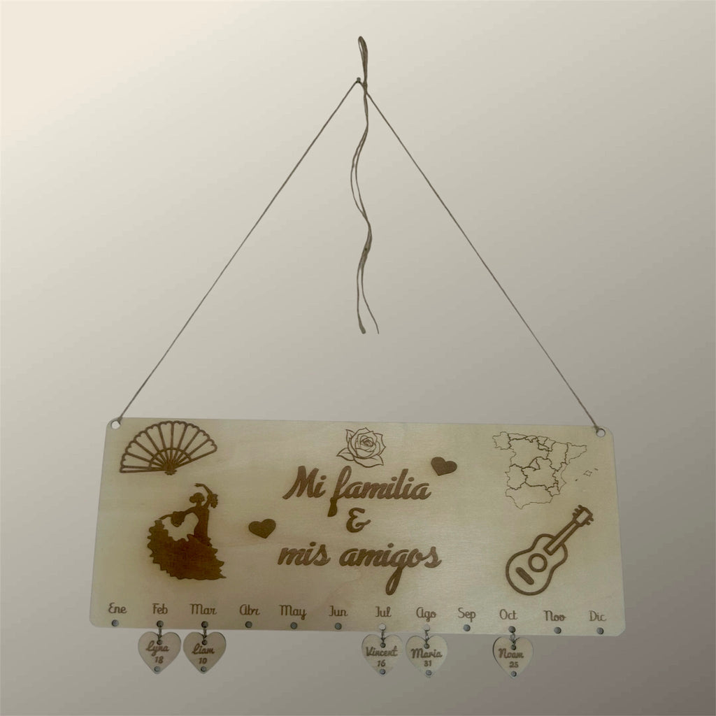 Calendrier d’Anniversaires en Bois Personnalisé 🎂❤️ Ô cadeau unique