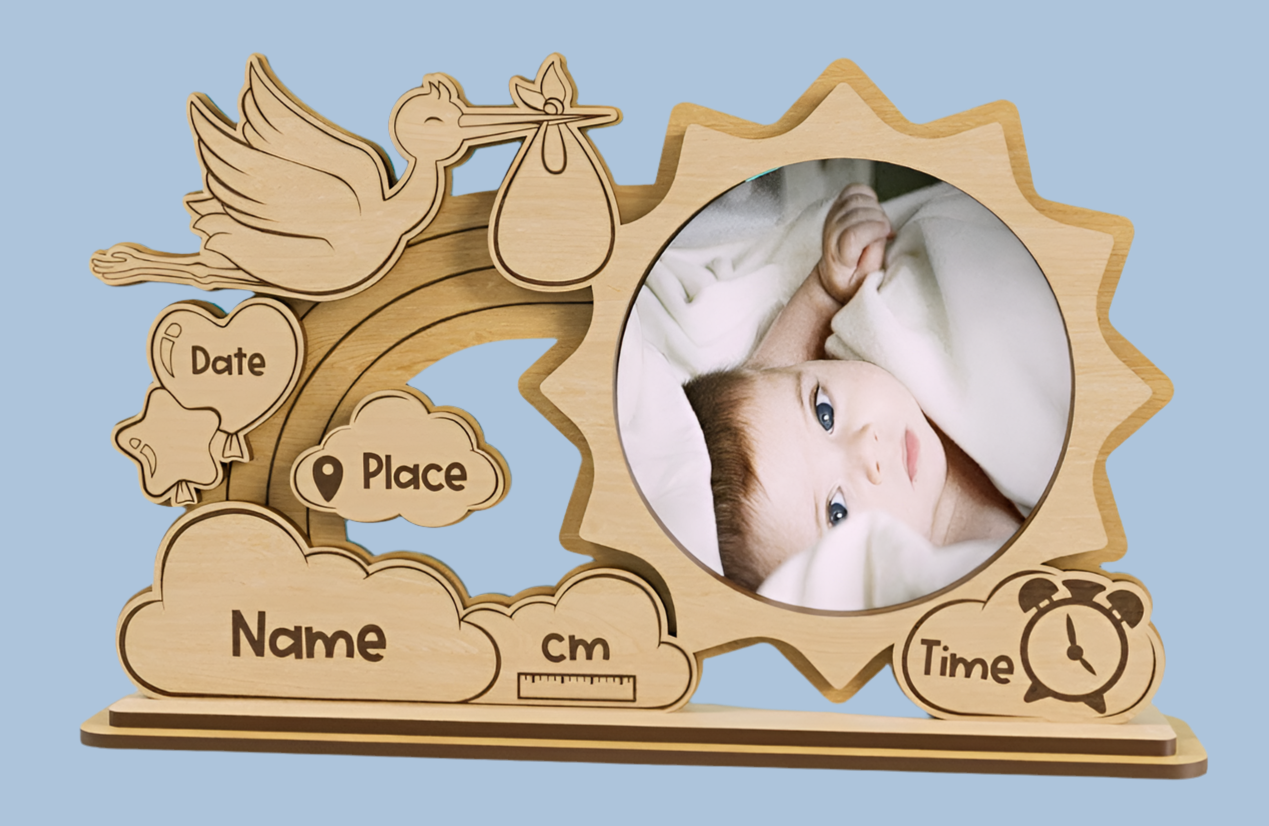 Cadre photo pour Bébé Personnalisé – Souvenir Unique de Naissance
