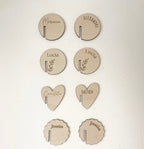 🟤 Marque-place personnalisé en bois – Prénom gravé (mariage, baptême, anniversaire) Ô cadeau unique