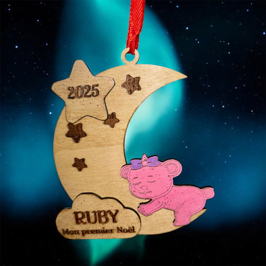 🎁 Boule de Noël en bois personnalisée – Un souvenir unique pour votre sapin !