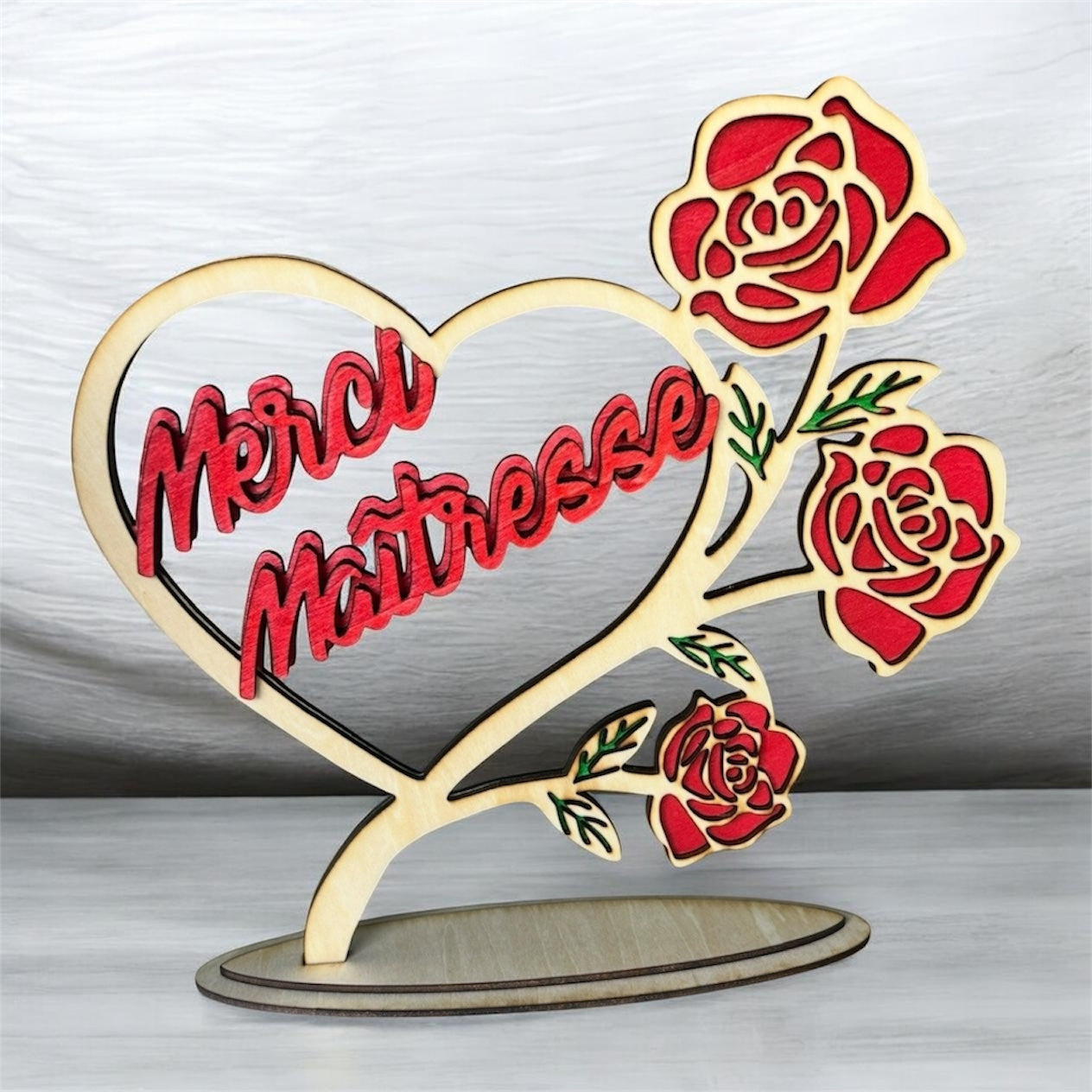 🌹 – Cadeau “Merci Maîtresse/Maître” en bois personnalisé Ô cadeau unique