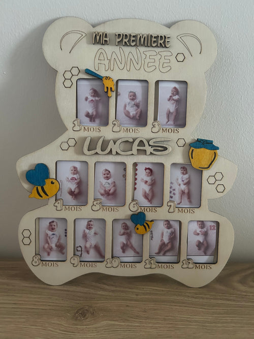 Cadre photo “Première année de bébé” en bois personnalisé Ô cadeau unique