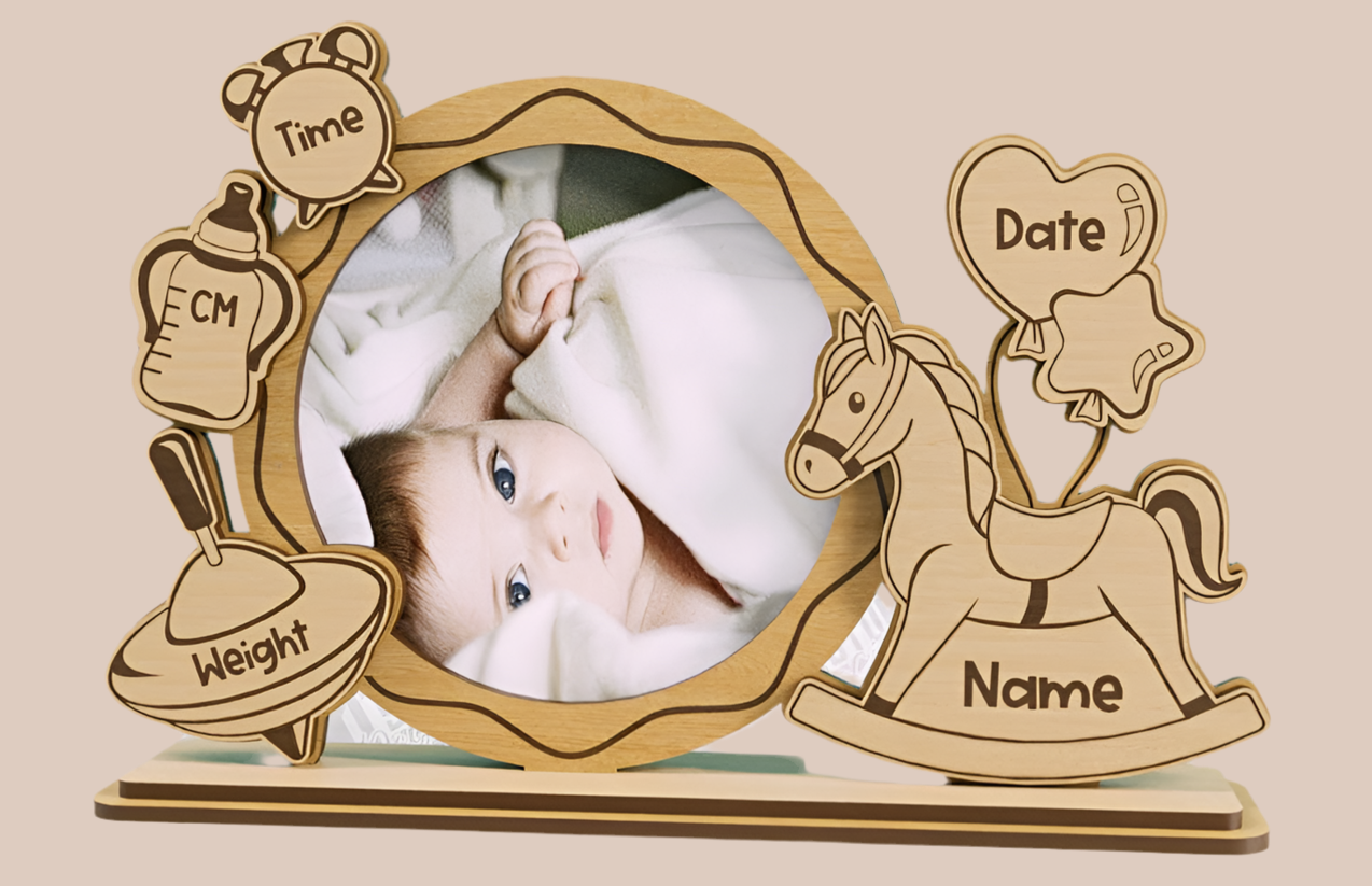 Cadre photo pour Bébé Personnalisé – Souvenir Unique de Naissance