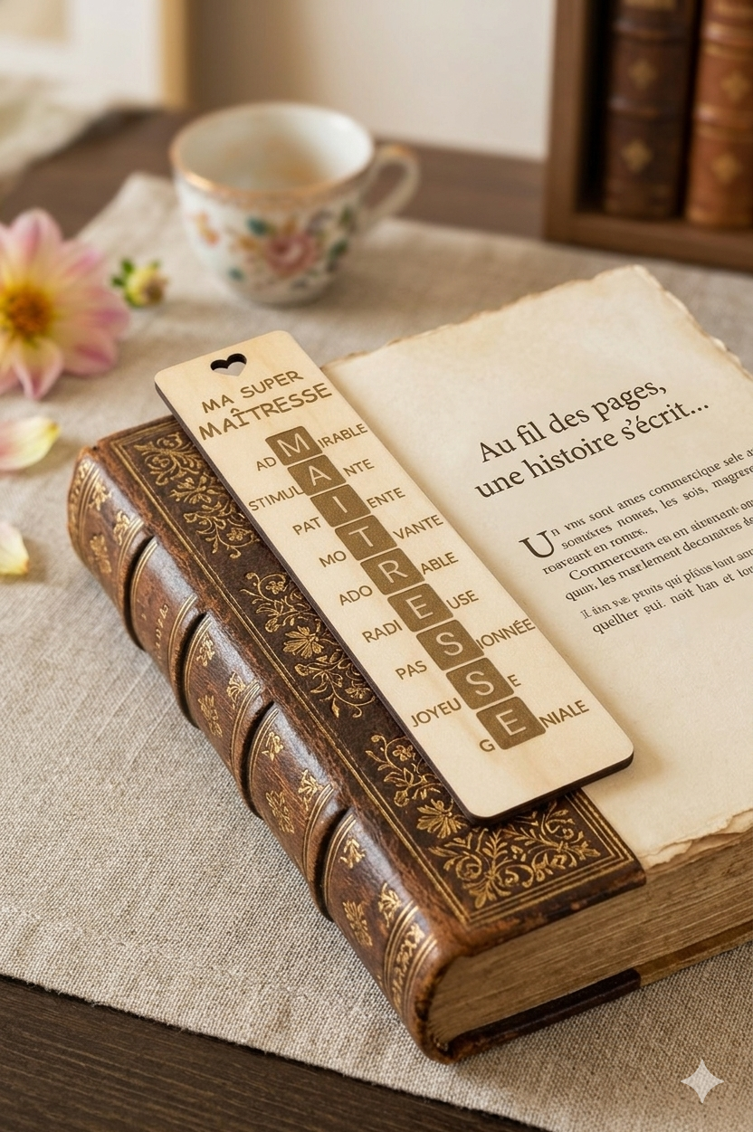 Marque-page personnalisé en bois – Cadeau de remerciement Ô cadeau unique