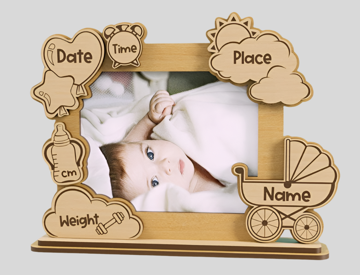 Cadre photo pour Bébé Personnalisé – Souvenir Unique de Naissance