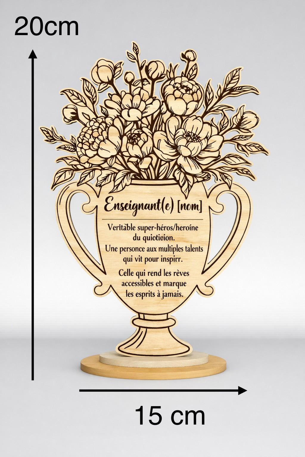 Vase en bois personnalisé avec message gravé Ô cadeau unique
