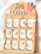 Cadre photo “Première année de bébé” en bois personnalisé Ô cadeau unique